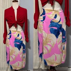 FARM Rio Pink and Blue Midi Skirt
